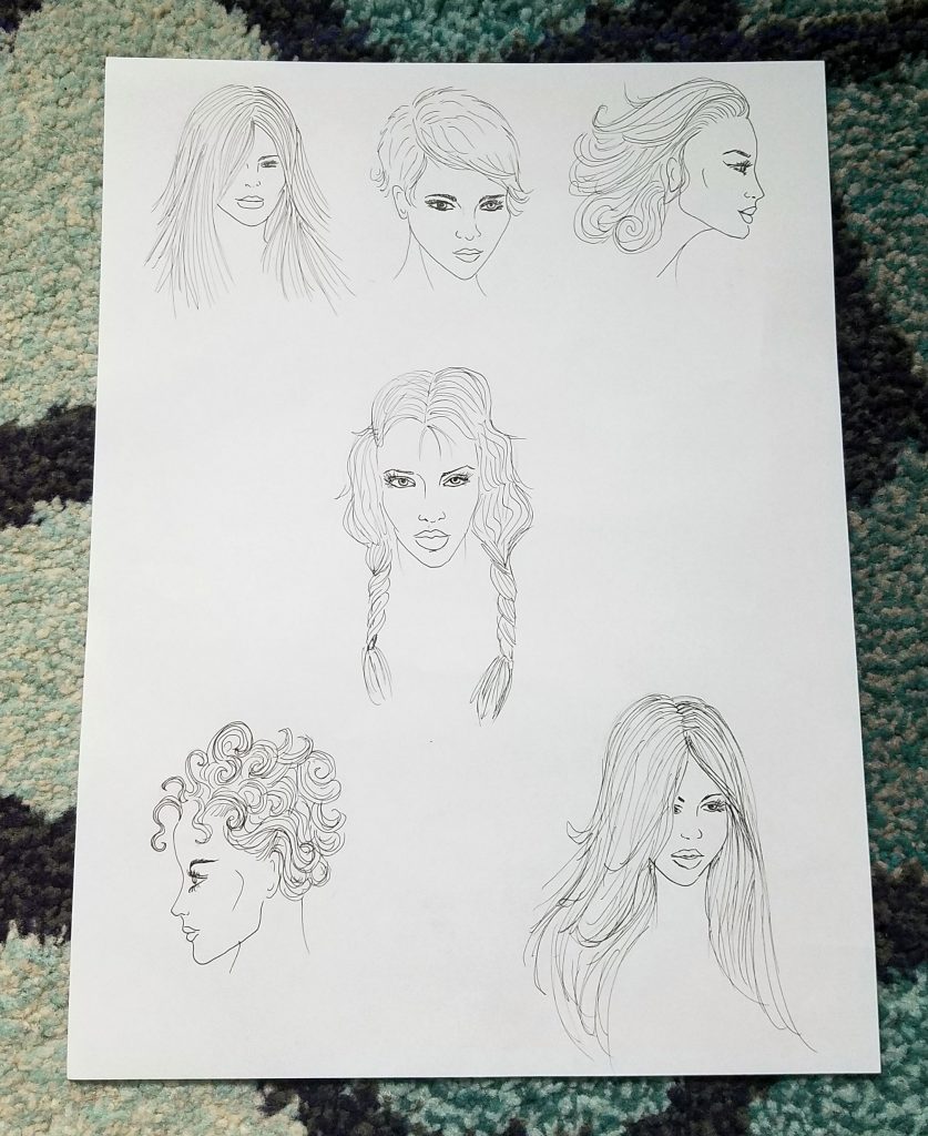 drawing and coloring hair