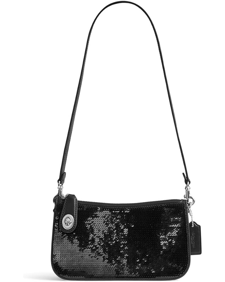 Slay a stylish look accessorizing with the COACH™ Sequin Penn bag. The statement bag has a top zipper closure for easy access, a long-shoulder carry sling, and an intricate sequin design that elevates the overall look. It complements well with your everyday look and holds your essentials like cash, cards, phone and more.