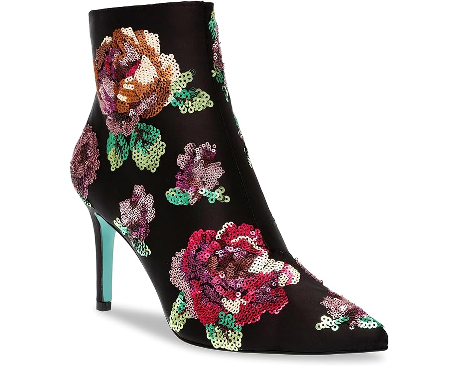 Featuring multicolored crystal-embellished florals on the upper with a pointy toe and a stiletto heel, the Blue™ by Betsey Johnson Coper Bootie Heels are enough to give you a statement-making look.