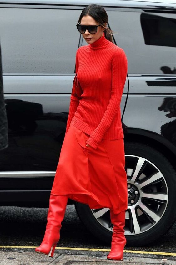 Victoria Beckham Red Outfit